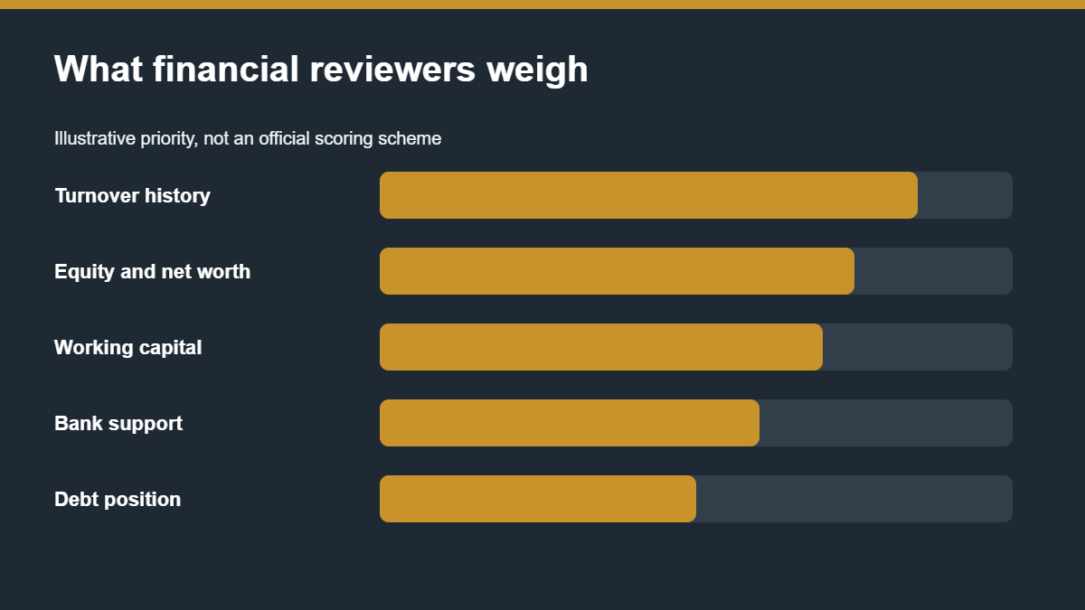 Illustrative chart of financial factors a reviewer weighs