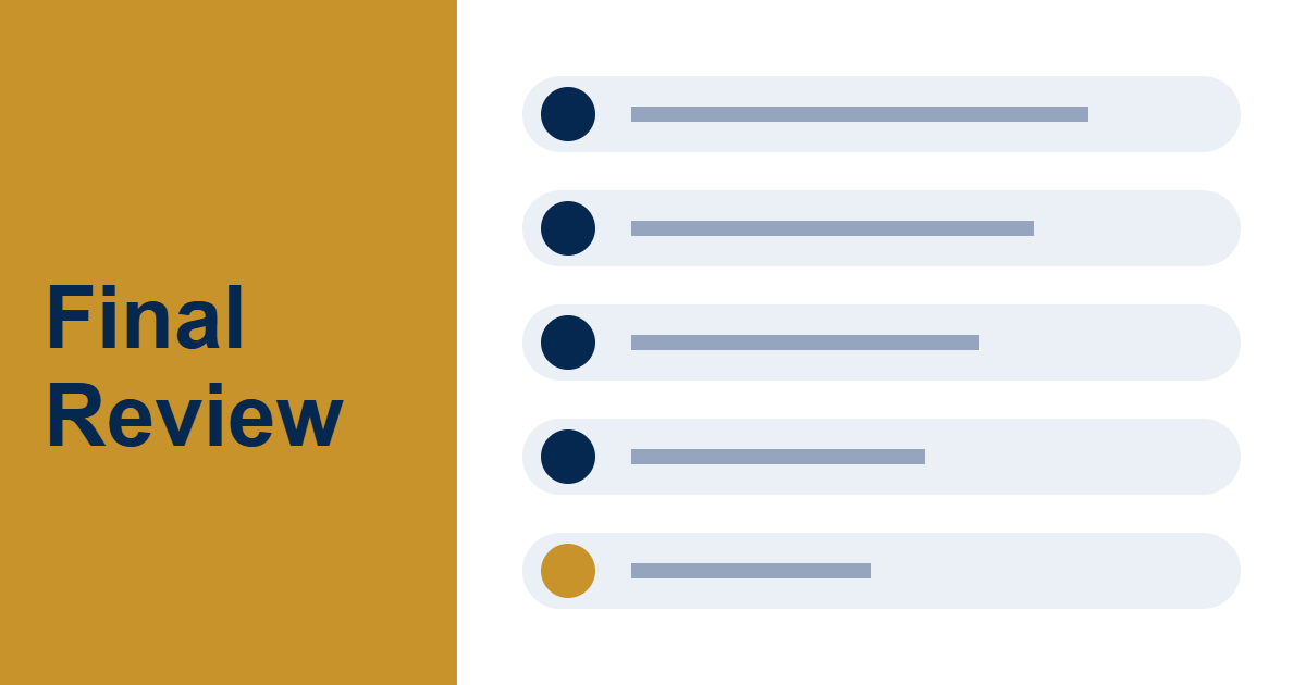 Final review checklist panel