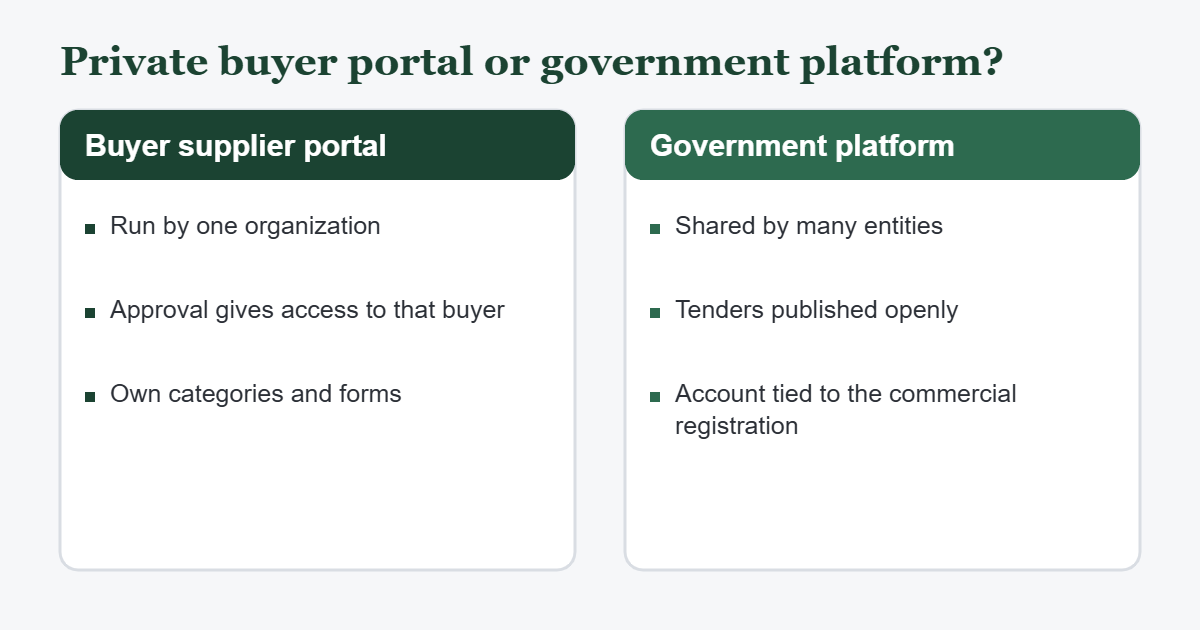 Comparison of a private buyer portal and a government procurement platform