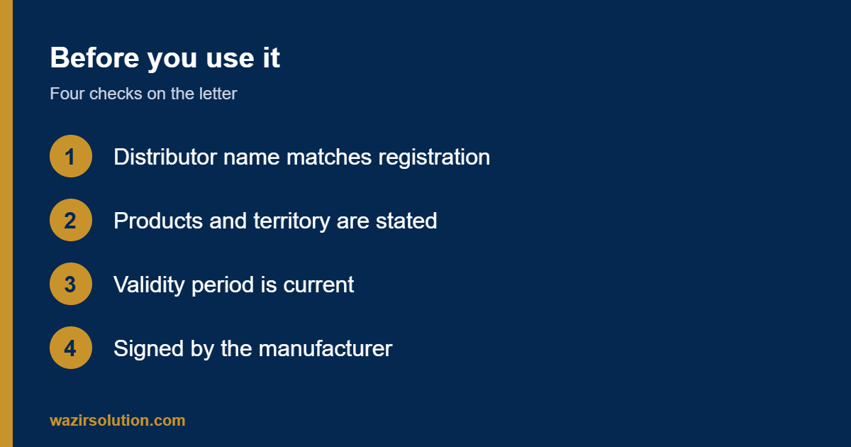 Checks on an authorization letter before use