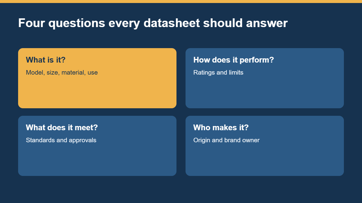 Four questions a product datasheet should answer