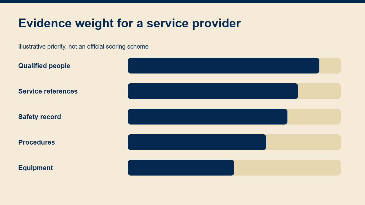 Illustrative chart of evidence weight for service providers